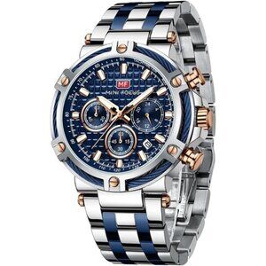 NEW Silver/Blue Mens Luxury Business Watch